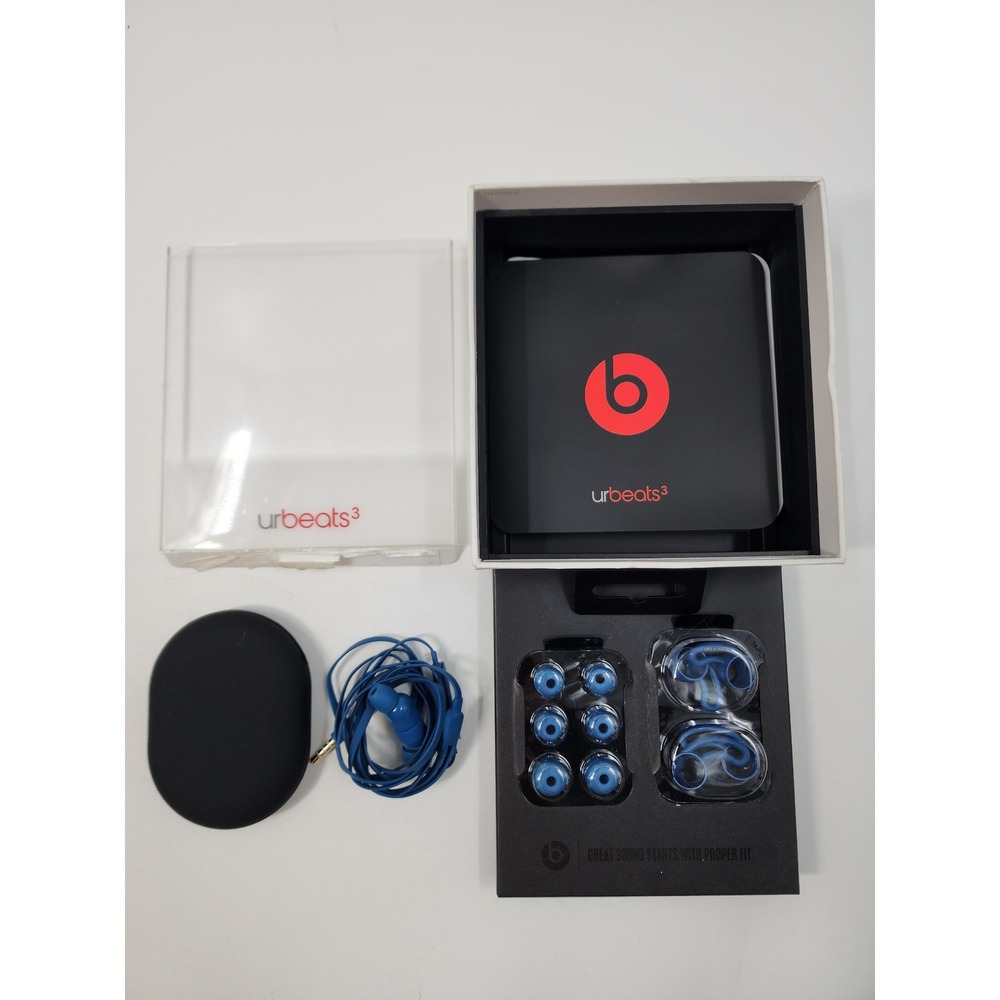 Beats by Dre urBeats3 Wired In-Ear Headphones Blue 3.5mm Jack with Case Box
